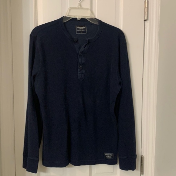 Mens Abercrombie waffle knit tee long sleeve navy Medium EUC - Picture 1 of 5